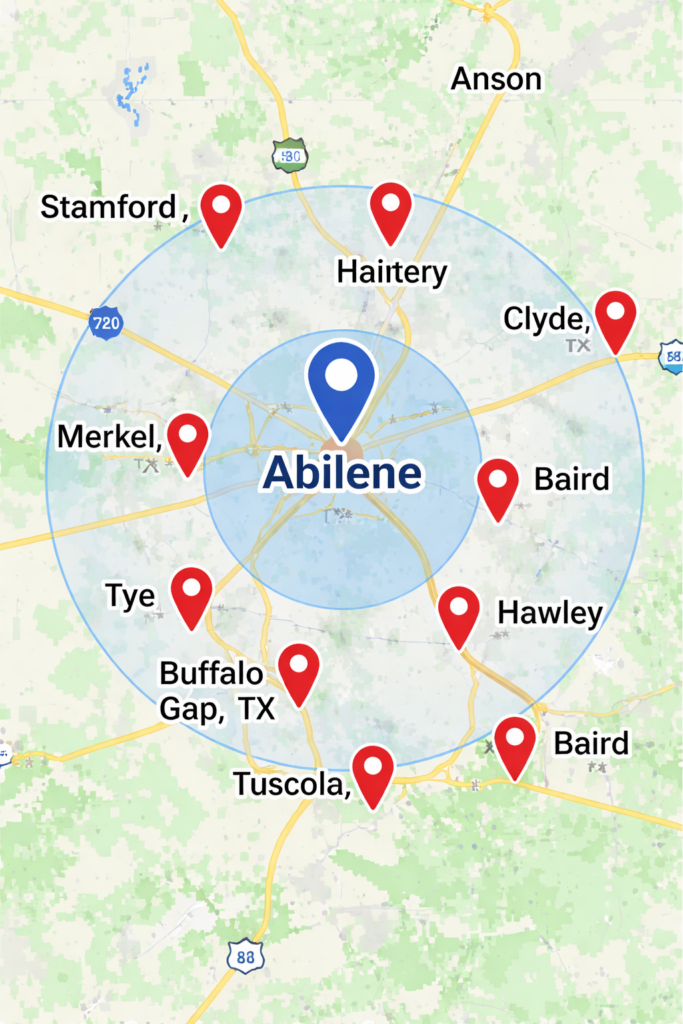 Map of Abilene and surrounding areas