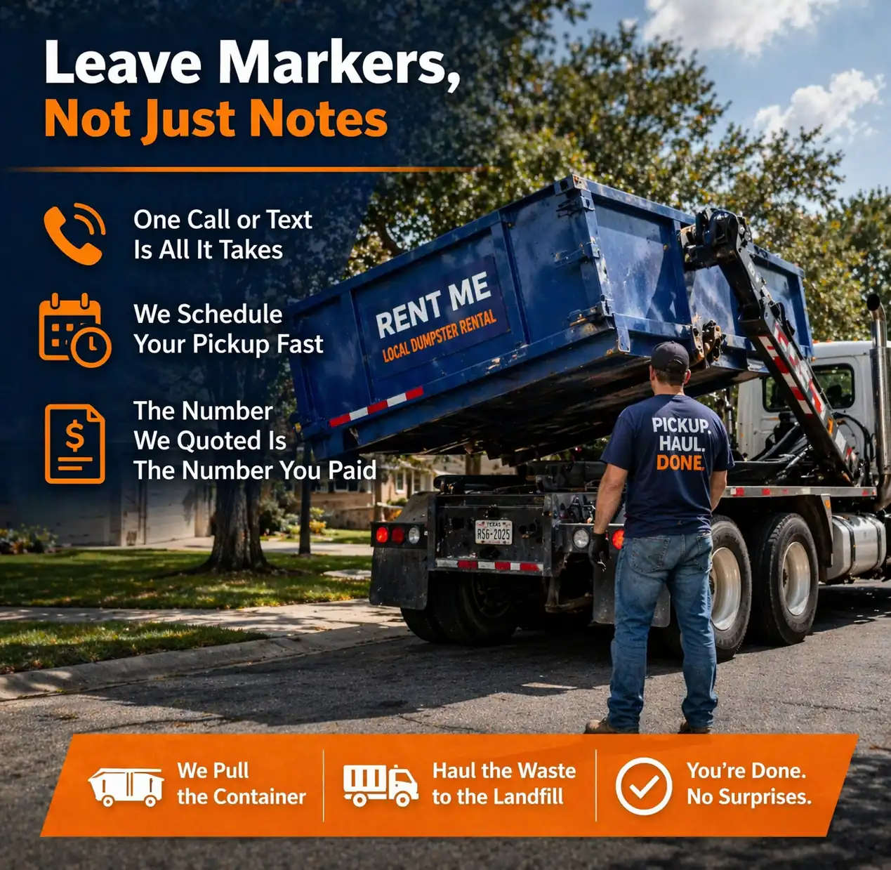 30 yard dumpster pickup in Abilene removing full container with fast service and no hidden fees